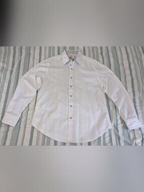 Men's Robert Graham Diamante Sport Shirt White Size Medium